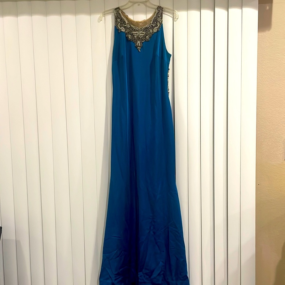 Slate blue prom dress.size 16. Runs small like a size 10/12